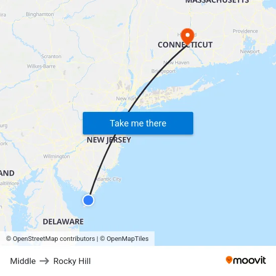 Middle to Rocky Hill map