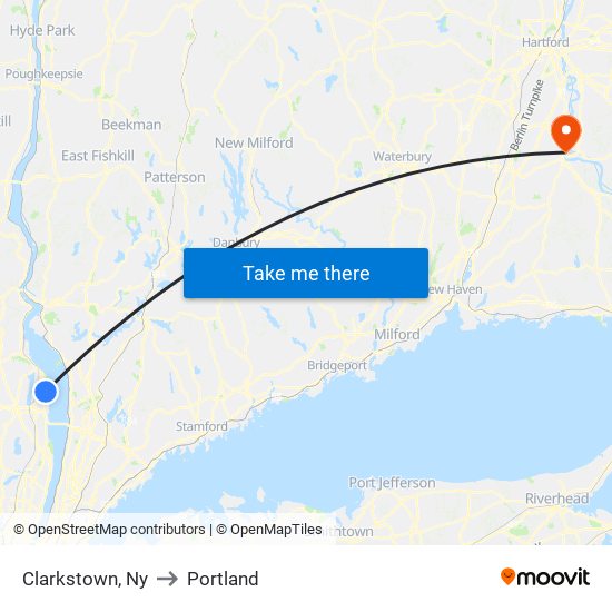 Clarkstown, Ny to Portland map