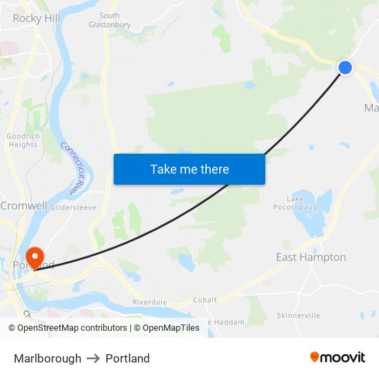 Marlborough to Portland map