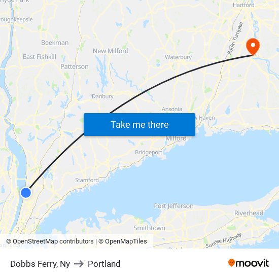 Dobbs Ferry, Ny to Portland map