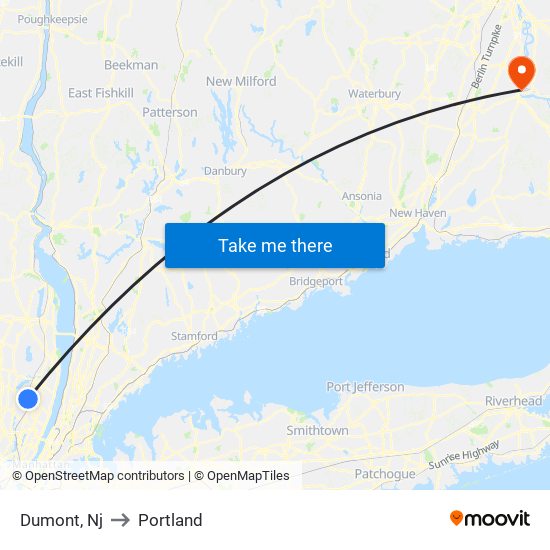 Dumont, Nj to Portland map