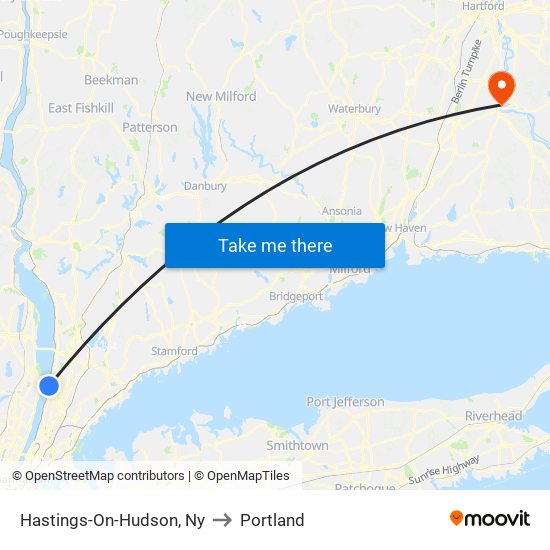 Hastings-On-Hudson, Ny to Portland map