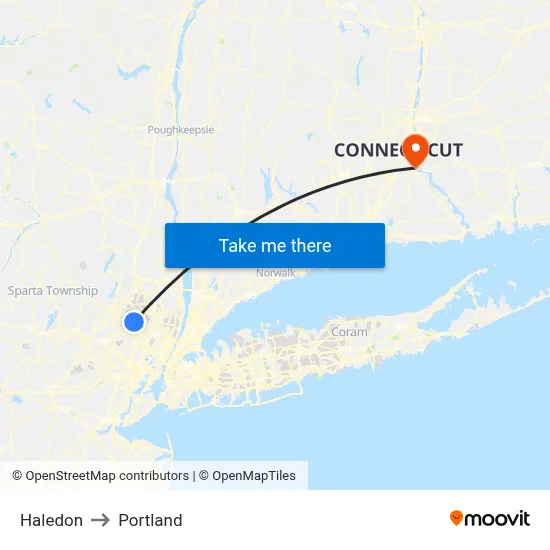 Haledon to Portland map
