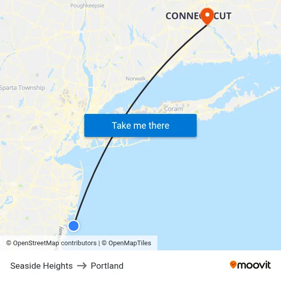 Seaside Heights to Portland map