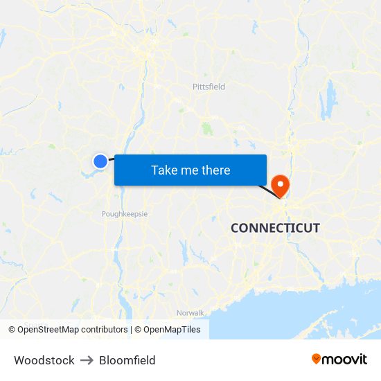 Woodstock to Bloomfield map