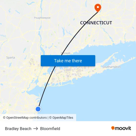 Bradley Beach to Bloomfield map