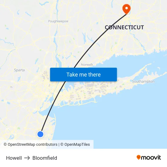 Howell to Bloomfield map