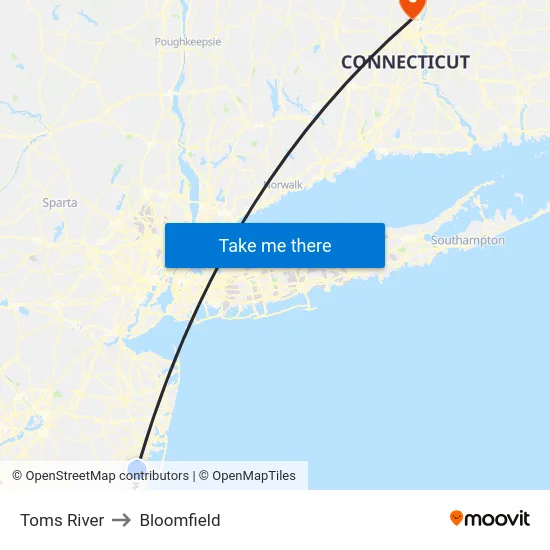 Toms River to Bloomfield map