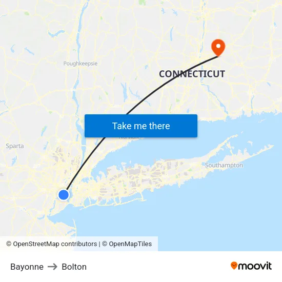 Bayonne to Bolton map