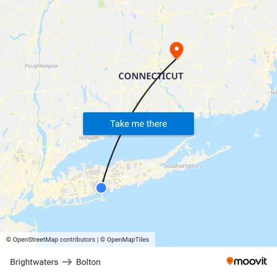 Brightwaters to Bolton map