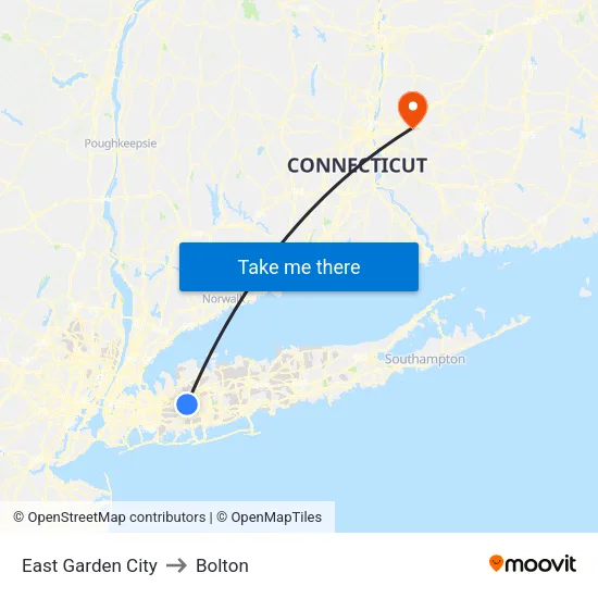East Garden City to Bolton map
