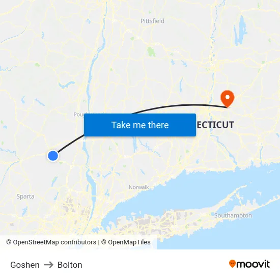Goshen to Bolton map