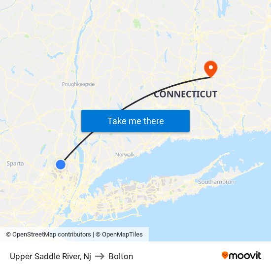 Upper Saddle River, Nj to Bolton map