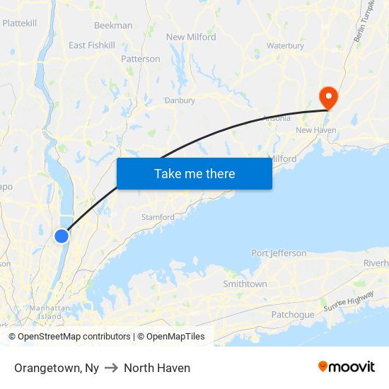 Orangetown, Ny to North Haven map