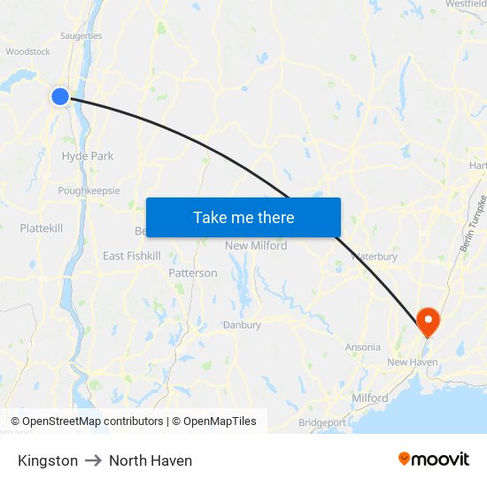 Kingston to North Haven map