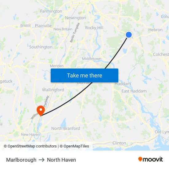 Marlborough to North Haven map