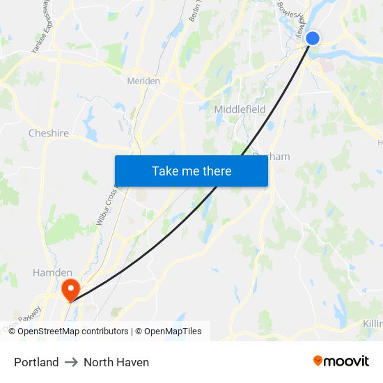 Portland to North Haven map