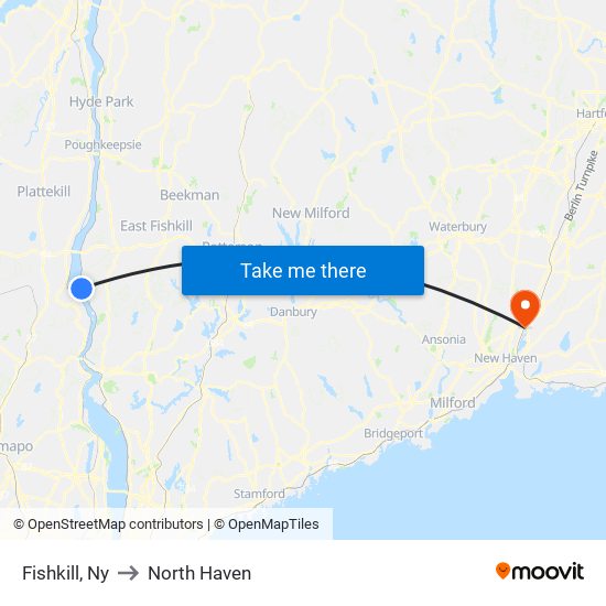 Fishkill, Ny to North Haven map