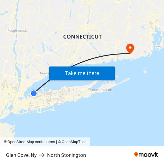 Glen Cove, Ny to North Stonington map