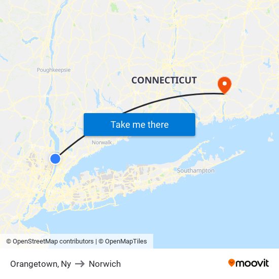 Orangetown, Ny to Norwich map