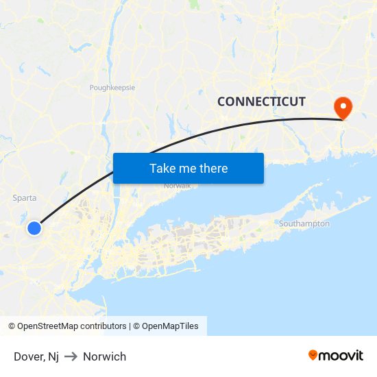 Dover, Nj to Norwich map