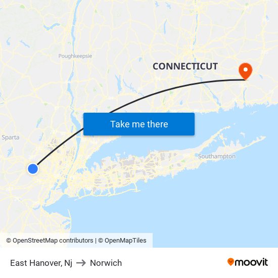 East Hanover, Nj to Norwich map