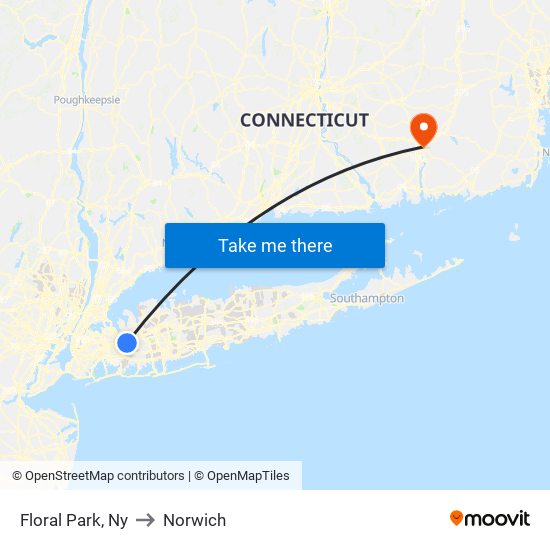 Floral Park, Ny to Norwich map