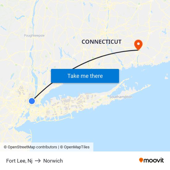 Fort Lee, Nj to Norwich map