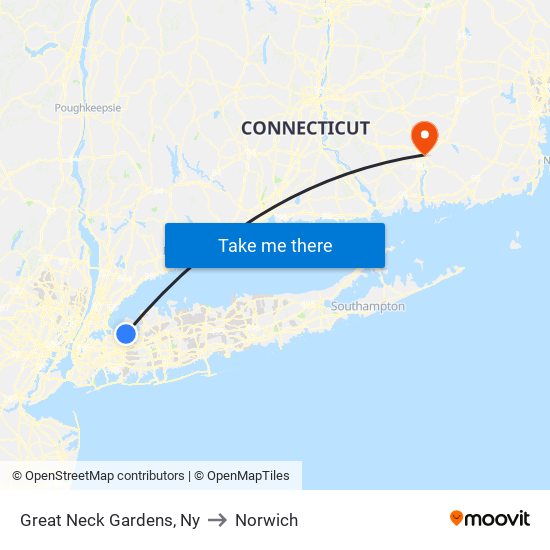 Great Neck Gardens, Ny to Norwich map