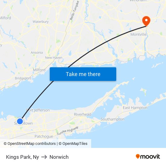Kings Park, Ny to Norwich map