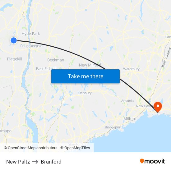 New Paltz to Branford map