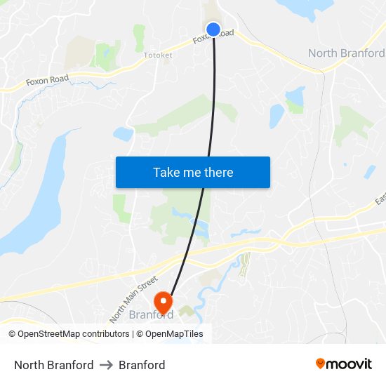 North Branford to Branford map