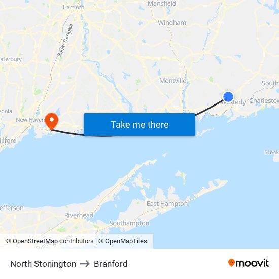 North Stonington to Branford map