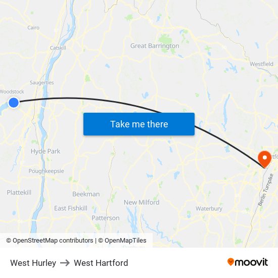 West Hurley to West Hartford map