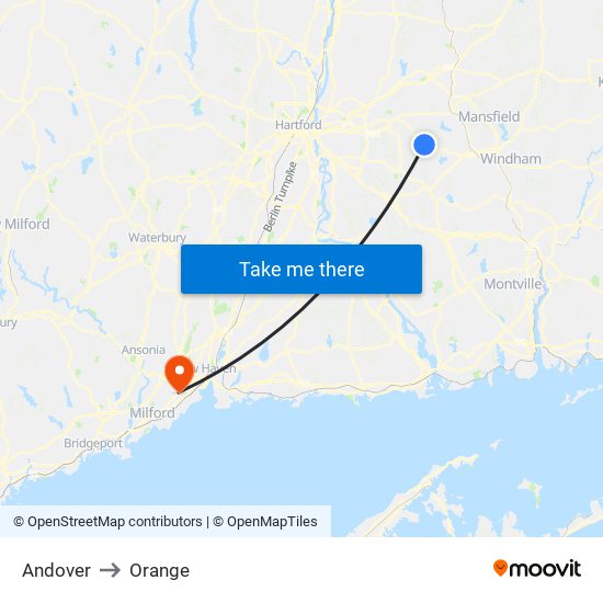 Andover to Orange map