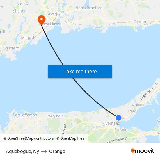 Aquebogue, Ny to Orange map