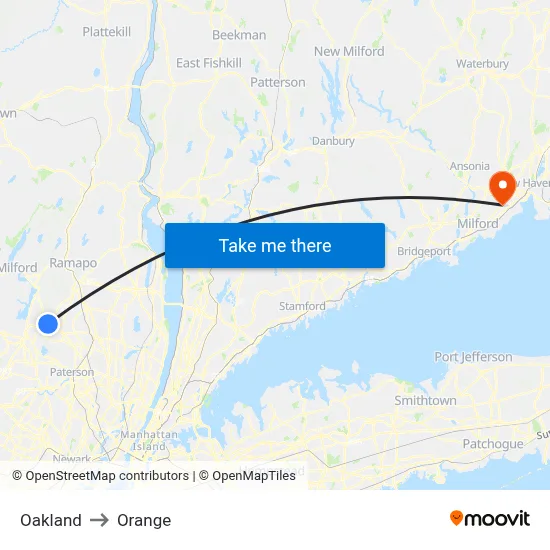 Oakland to Orange map