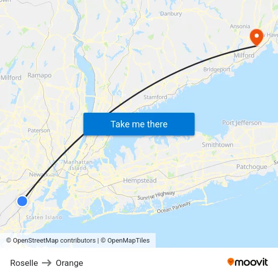 Roselle to Orange map