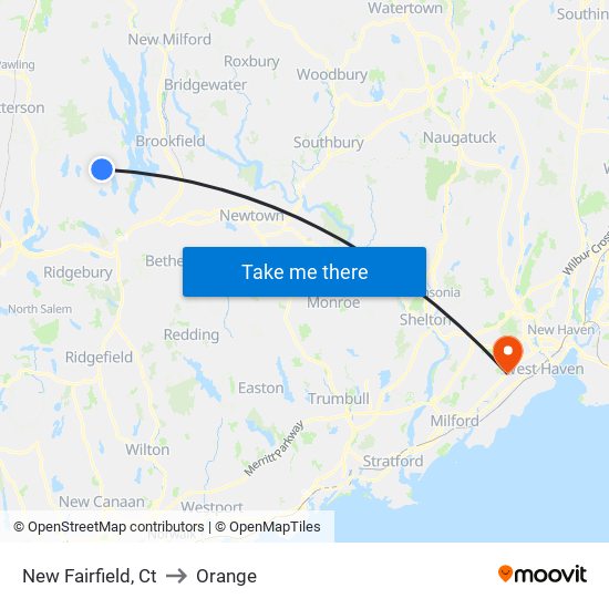 New Fairfield, Ct to Orange map