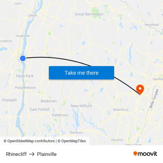 Rhinecliff to Plainville map