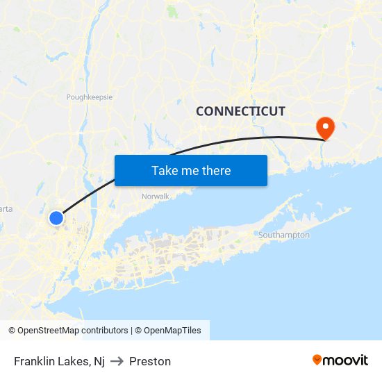 Franklin Lakes, Nj to Preston map