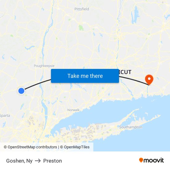 Goshen, Ny to Preston map