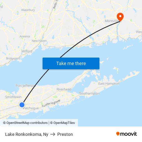 Lake Ronkonkoma, Ny to Preston map