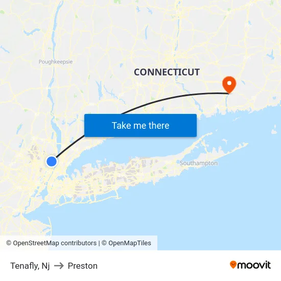 Tenafly to Preston map