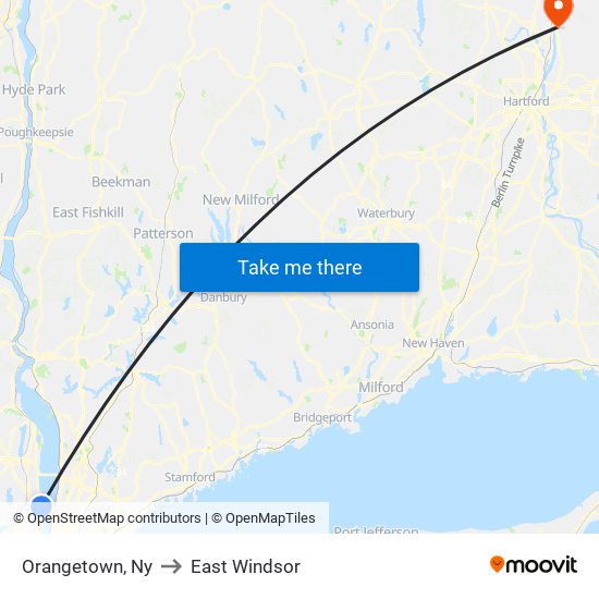 Orangetown, Ny to East Windsor map