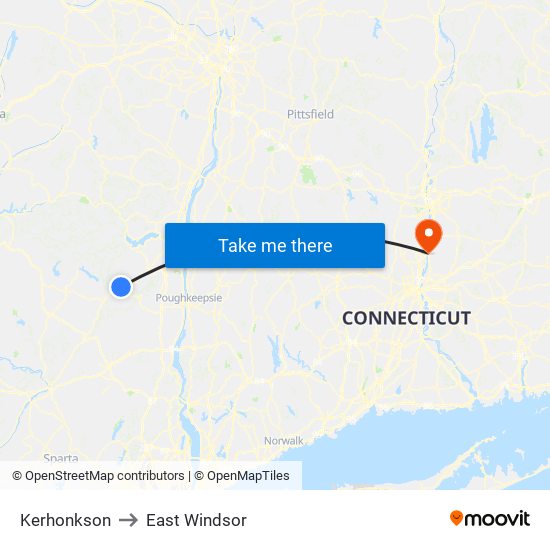 Kerhonkson to East Windsor map