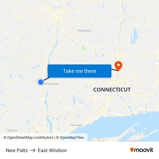 New Paltz to East Windsor map