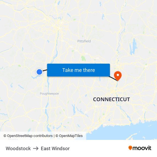 Woodstock to East Windsor map