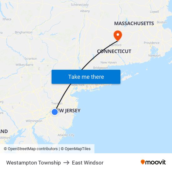 Westampton Township to East Windsor map