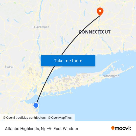 Atlantic Highlands, Nj to East Windsor map